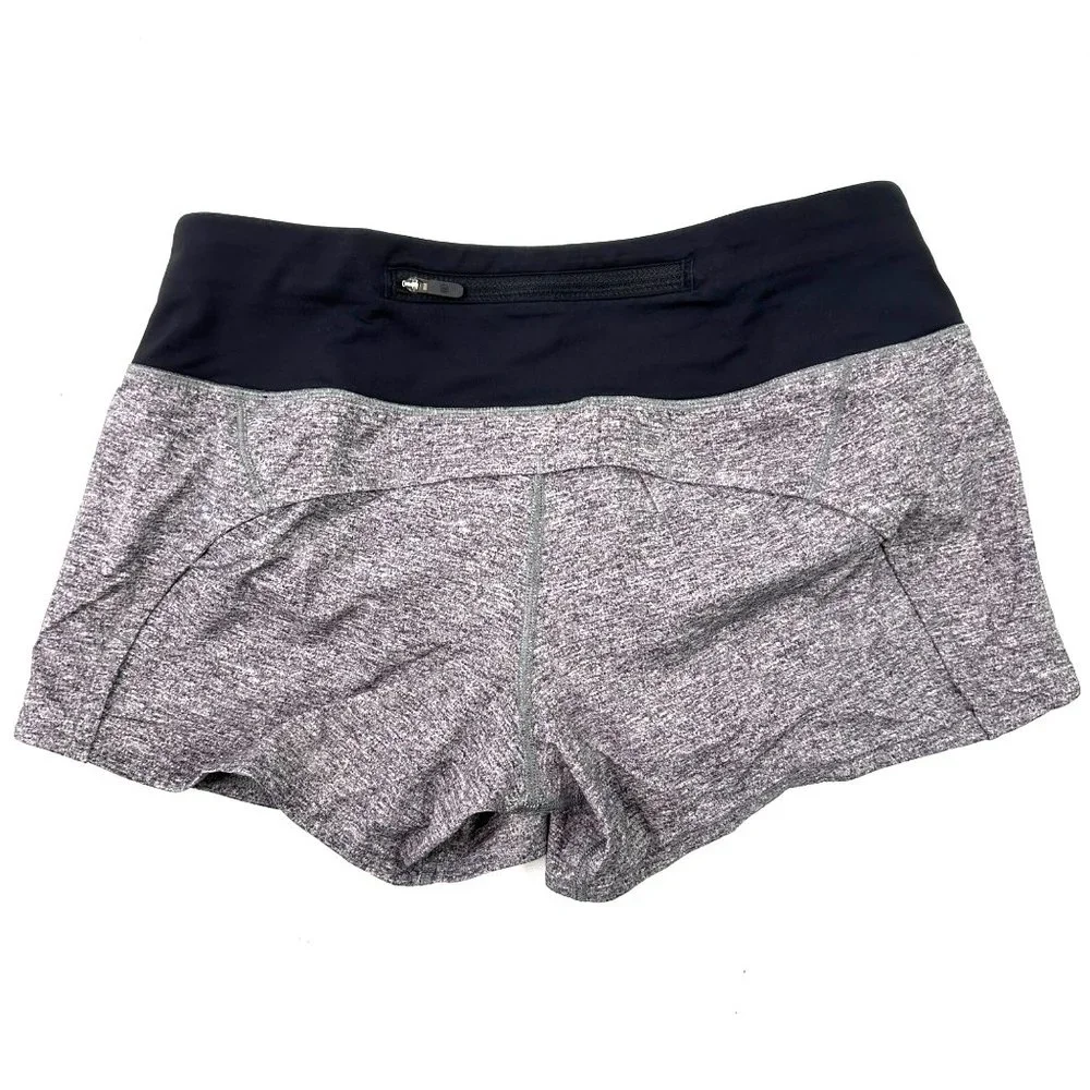 Lululemon Run Speed Up Shorts Womens 4 Heather Gray Black Liner Drawcord Workout - Picture 10 of 11